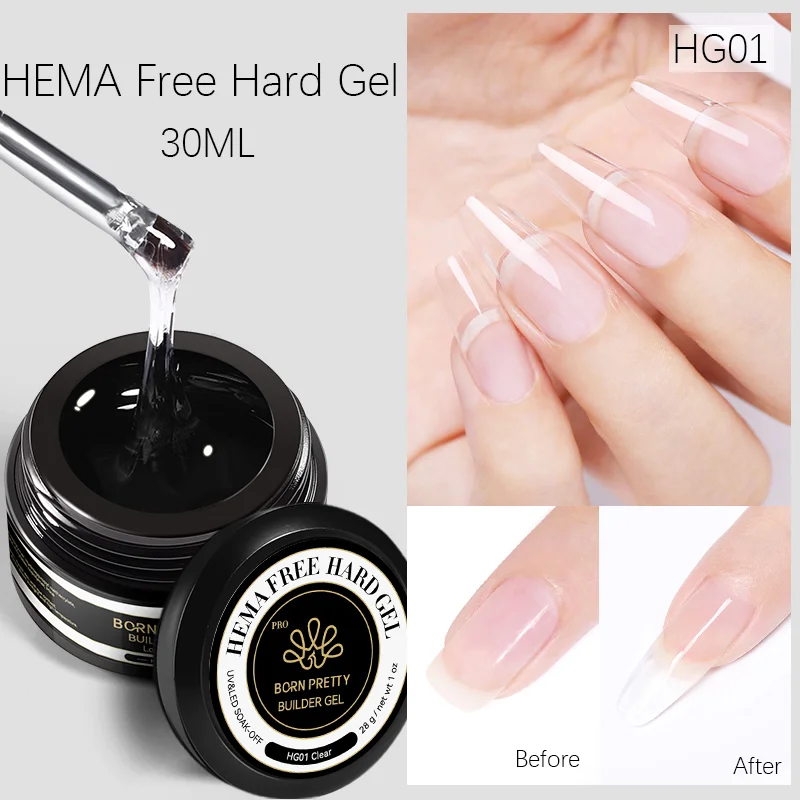 BORN PRETTY PRO Hard Gel építőzselé 30 ml - HG01 - Clear