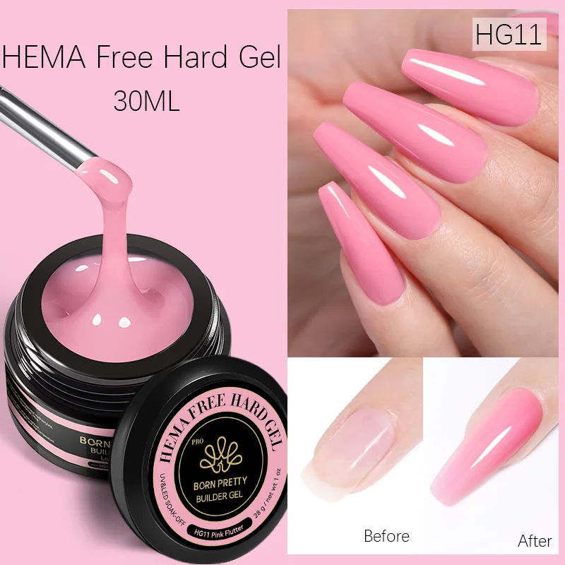 BORN PRETTY PRO Hard Gel építőzselé 30 ml - HG11 - Pink Flutter