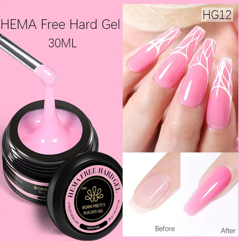 BORN PRETTY PRO Hard Gel építőzselé 30 ml - HG12 - Pink