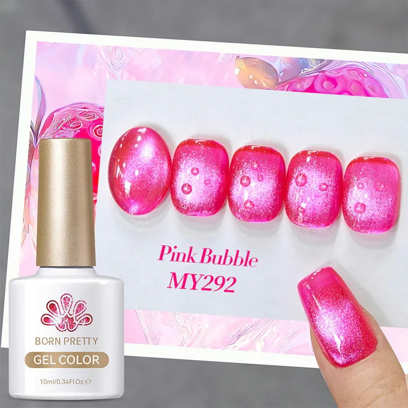 Born Pretty Cat Magnetic UV/LED gél lakk 10 ml - Fruit Basket - MY292 - Pink Bubble