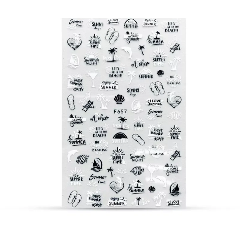 Köröm matrica 3D-s No.F657 Black&White