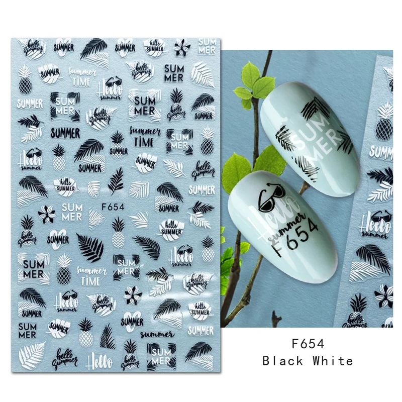 Köröm matrica 3D-s No.F654 Black&White-112