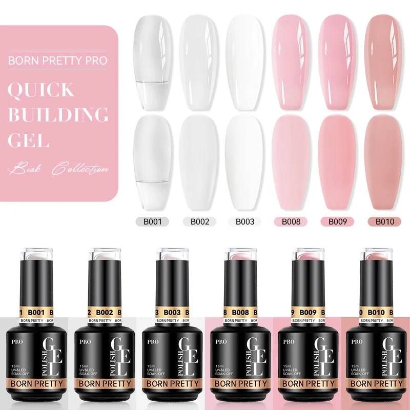 Born Pretty PRO - Quick Building Gél szett - 6x15 ml (B001, B002, B003, B008, B009, B010)