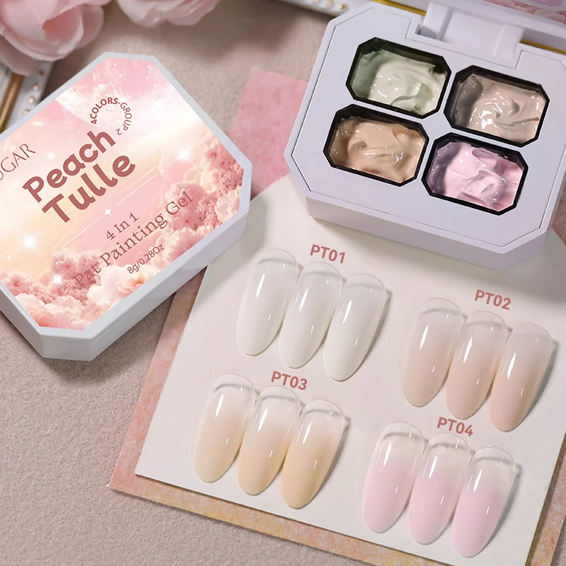 BORN PRETTY 4in1 festőzselé paletta - No.S02 - Peach Tulle