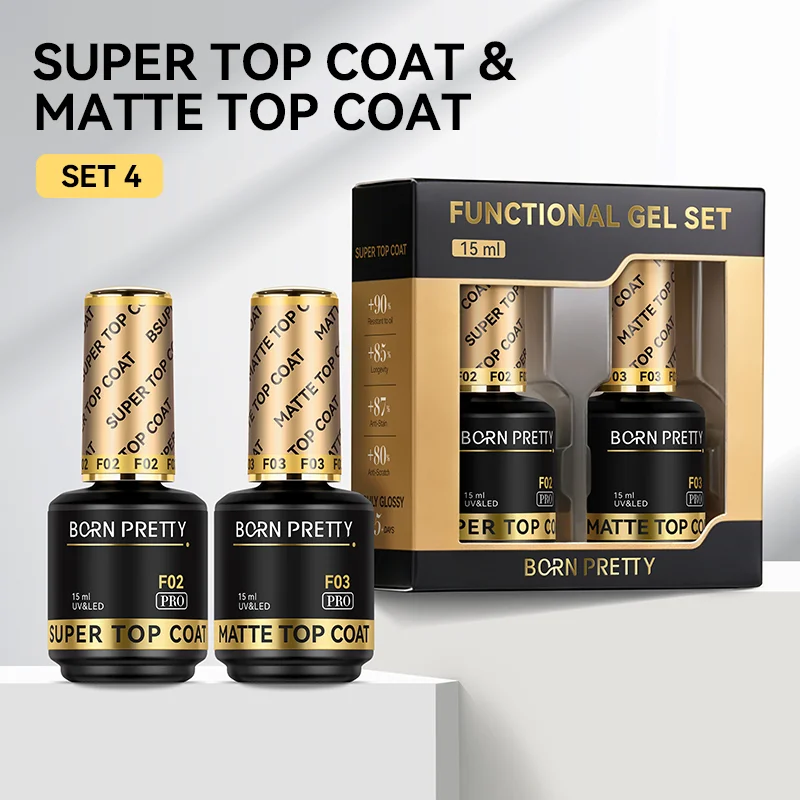 Born Pretty PRO Technikai szett - No.04 - Super Top Coat + Matt Top Coat - 2x15 ml