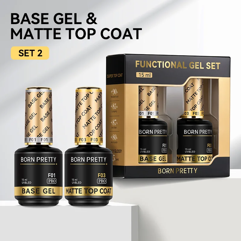 Born Pretty PRO Technikai szett - No.02 - Base Coat + Matt Top Coat - 2x15 ml