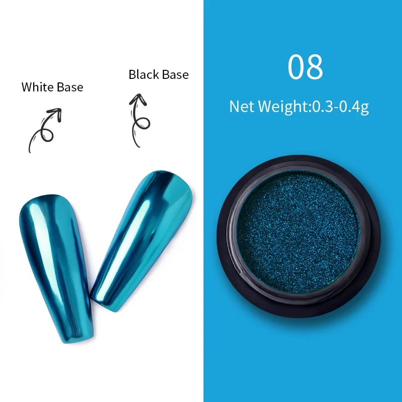 Born Pretty - Mirror Powder krómpor 0.3-0.4g - No.08 - türkiz