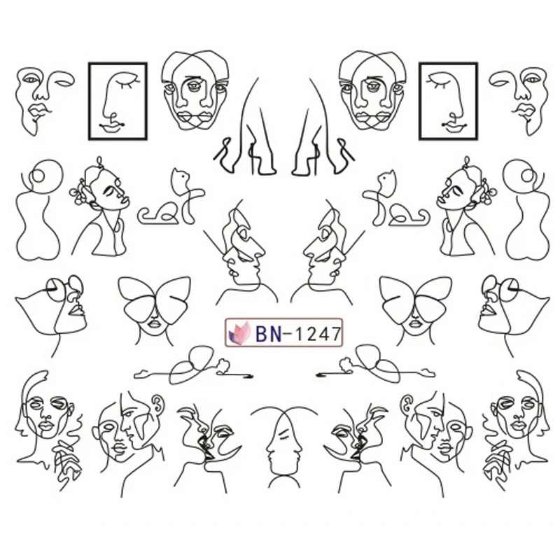 Köröm matrica No.1247 női alak fekete-fehér-13