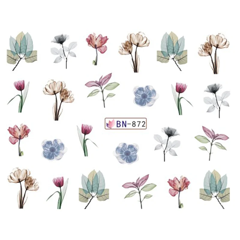 Köröm matrica No.872 Fátyol virágok -45