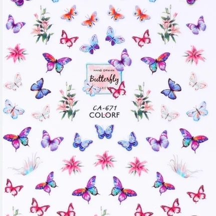 Köröm matrica 3D-s No.CA671- 103 pillangók