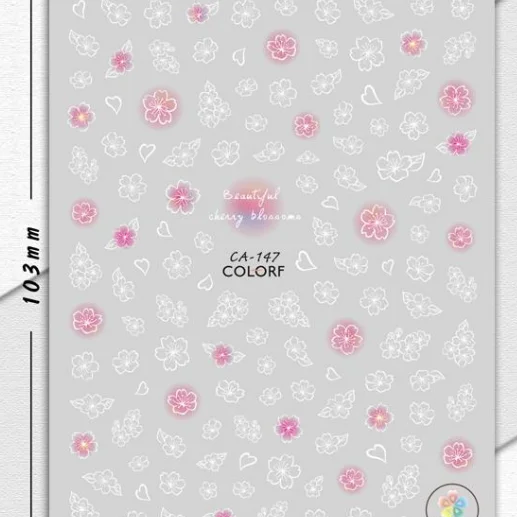 Köröm matrica 3D-s No.CA147 - 138 Fehér virágok