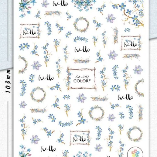 Köröm matrica 3D-s No.CA207 - 133 kék virágok