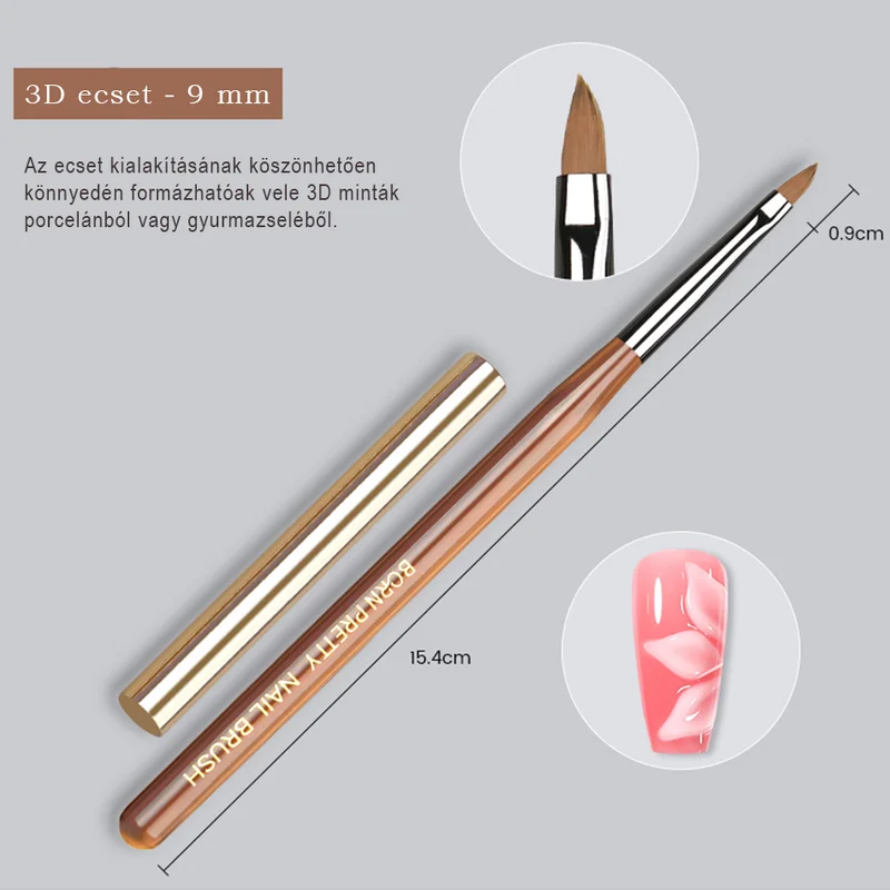 Born Pretty ecset - 3D 9 mm