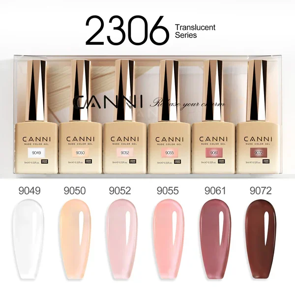 CANNI HEMA FREE UV/LED gél lakk szett 6x9ml - 2306 - Translucid Glamour