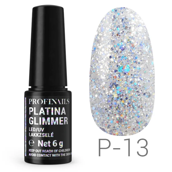 Profinails Platina Glimmer LED/UV lakkzselé 6gr P-13
