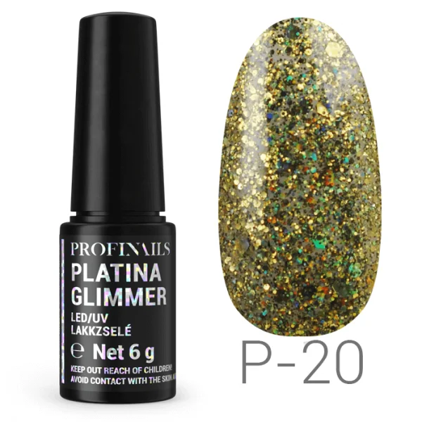 Profinails Platina Glimmer LED/UV lakkzselé 6gr P-20