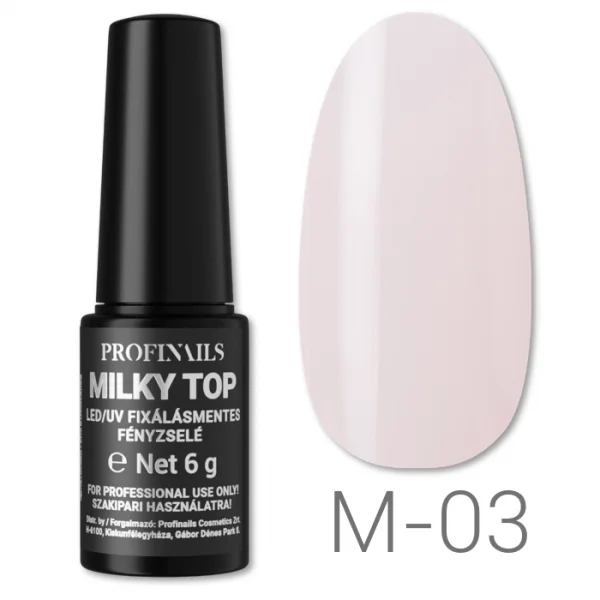 Profinails Milky Top fixálásmentes LED/UV fényzselé 6g No.M-03 Blush Pink