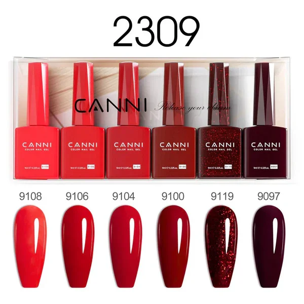 CANNI HEMA FREE UV/LED gél lakk szett 6x9ml - 2309 - Red Velvet Reverie