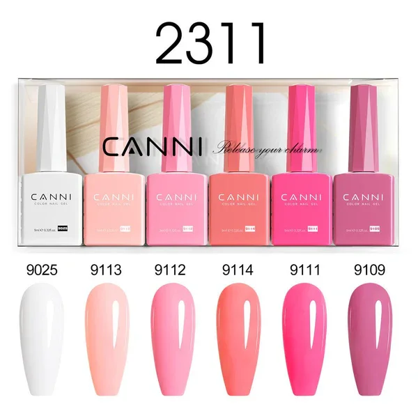 CANNI HEMA FREE UV/LED gél lakk szett 6x9ml - 2311 -  Blush Bliss Bouquet