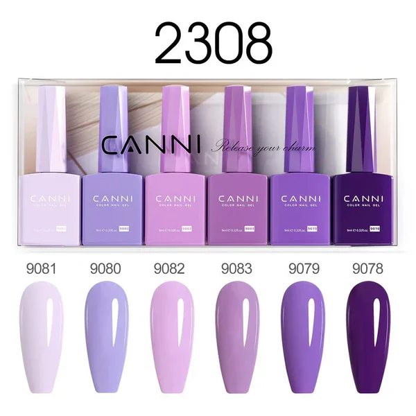CANNI HEMA FREE UV/LED gél lakk szett 6x9ml - 2308 - Purple Haze Harmony