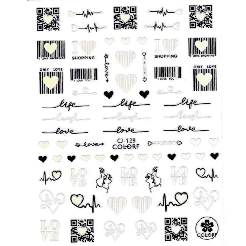 Köröm matrica 3D-s No.CJ129 -68 laser silver&black