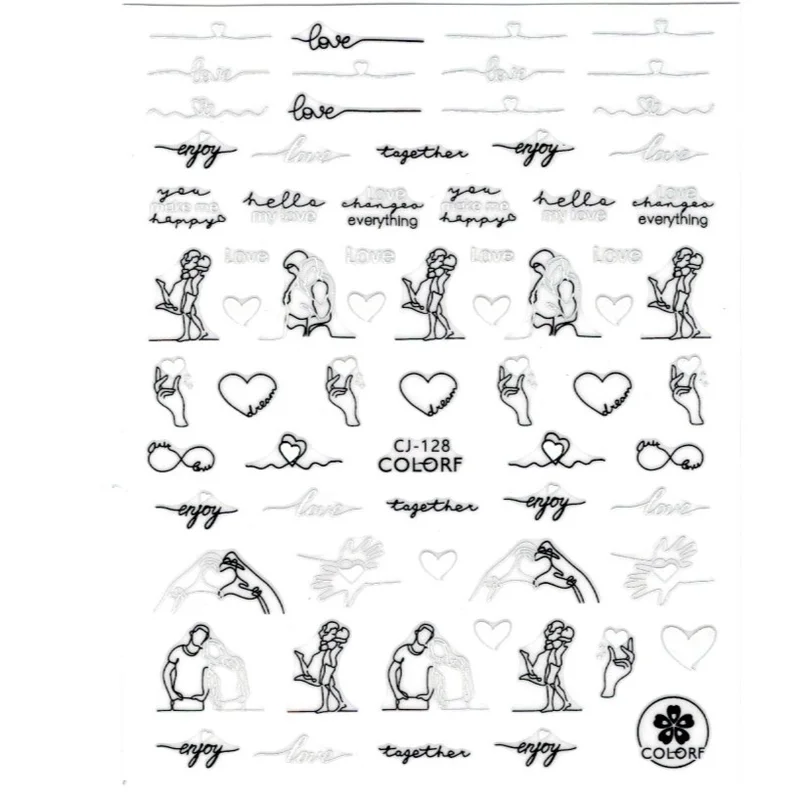 Köröm matrica 3D-s No.CJ128 -65 laser silver&black