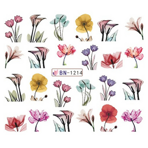 Köröm matrica No.1214 színes virágok-28