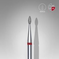 STALEKS PRO EXPERT gyémántporos csiszolófej - drop red 1,6 x 4mm