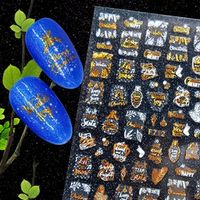 Köröm matrica 3D-s No.F712 - Gold&White 