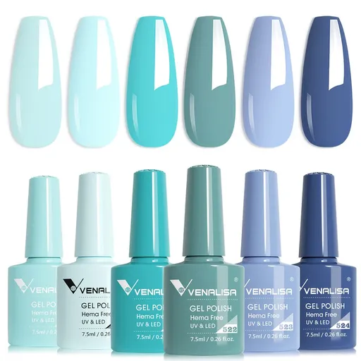 Venalisa 6 db-os UV/LED Gél lakk szett - 2222 - Blue Lagoon - Hema Free