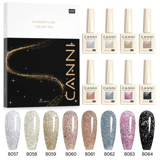 CANNI HEMA FREE  szett 8x9ml - No.08 - Diamond Glitter Collection