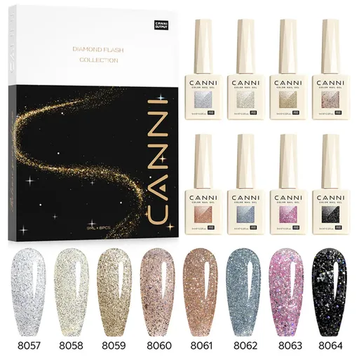 CANNI HEMA FREE  szett 8x9ml - No.08 - Diamond Glitter Collection