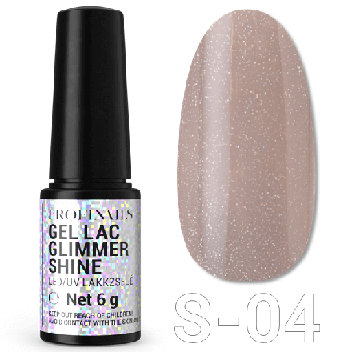 Profinails Gel Lac Glimmer Shine LED/UV lakkzselé 6gr S-04