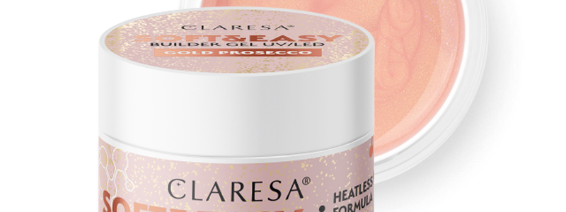 CLARESA Soft&Easy Builder Gél 12g - Gold Prosecco / Dancing Sparkles