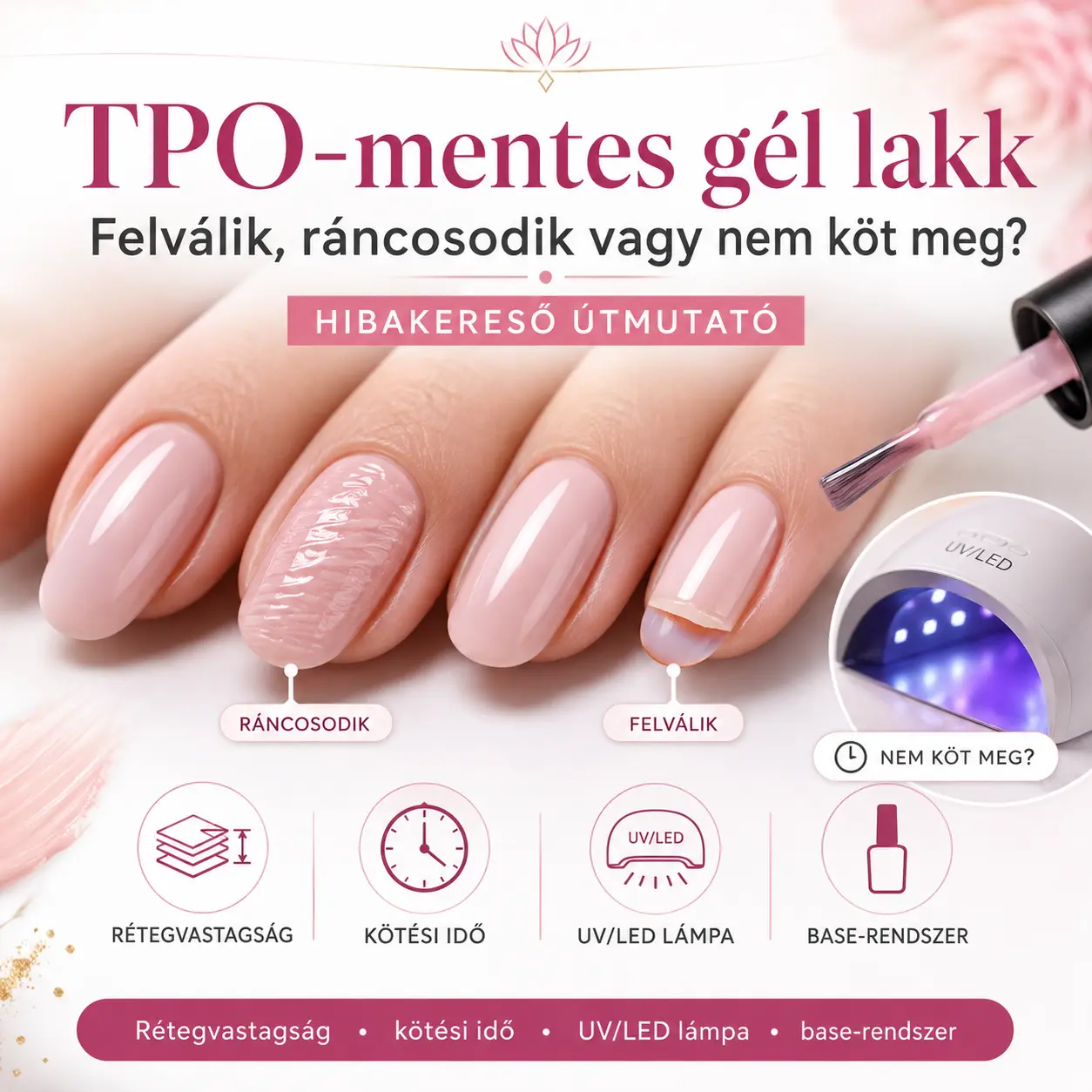 TPO-mentes gél lakk felválik, ráncosodik vagy nem köt meg? Hibakereső útmutató