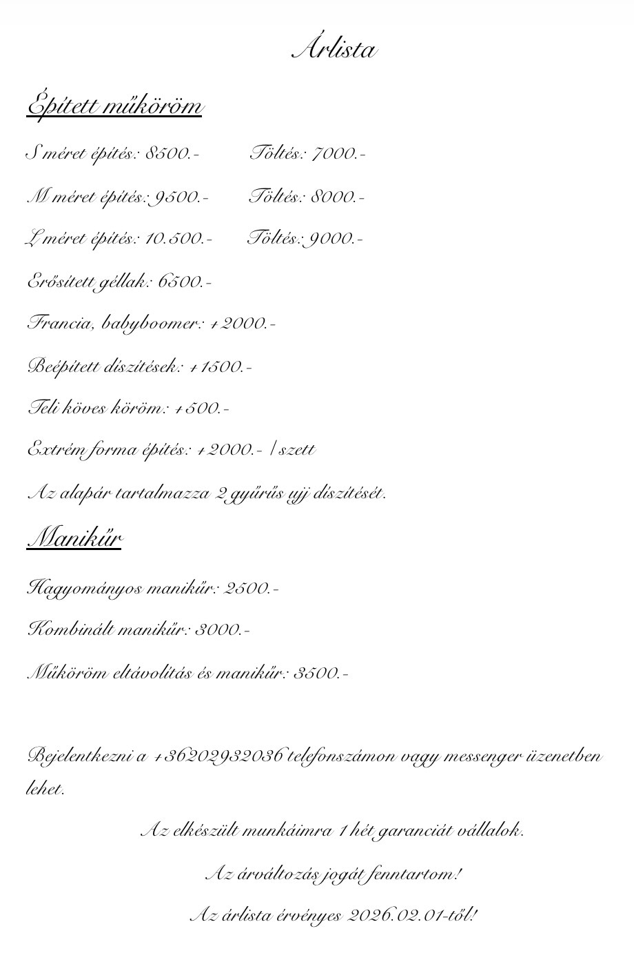 Árlista