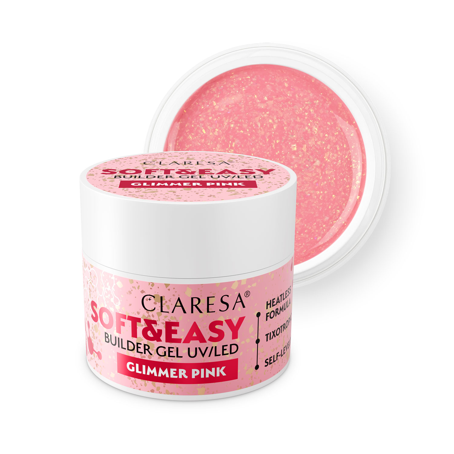 CLARESA Soft&Easy Builder Gél 90g - Glimmer Pink