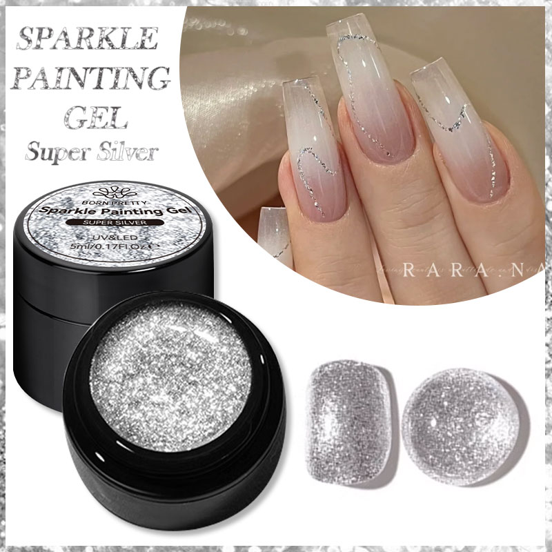 Born Pretty Sparkle Painting Gel 5ml - No.01 Super Silver