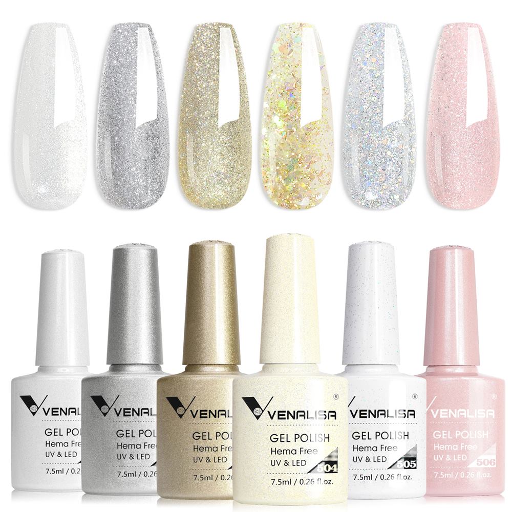 Venalisa 6 db-os UV/LED Gél lakk szett - 2219 - Glitter - Hema Free