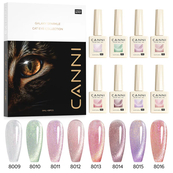 CANNI HEMA FREE  szett 8x9ml - No.02 - Pink Planet Cat Eye Collection