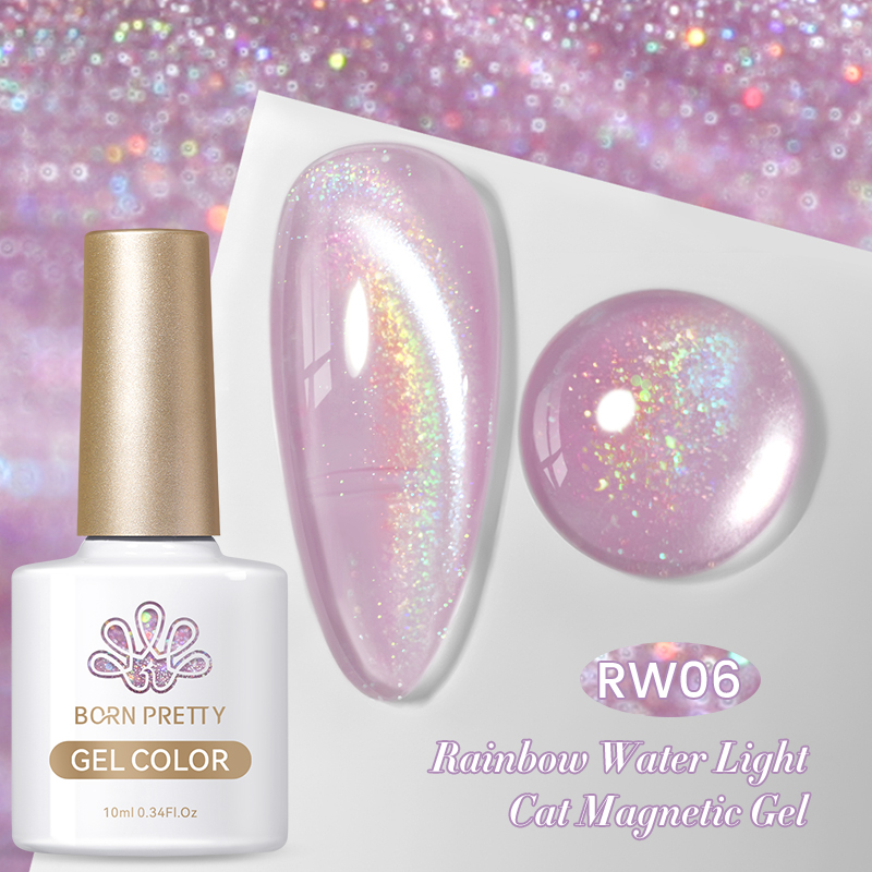 BORN PRETTY Rainbow Water Light Cat Magnetic UV/LED gél lakk 10 ml - RW06
