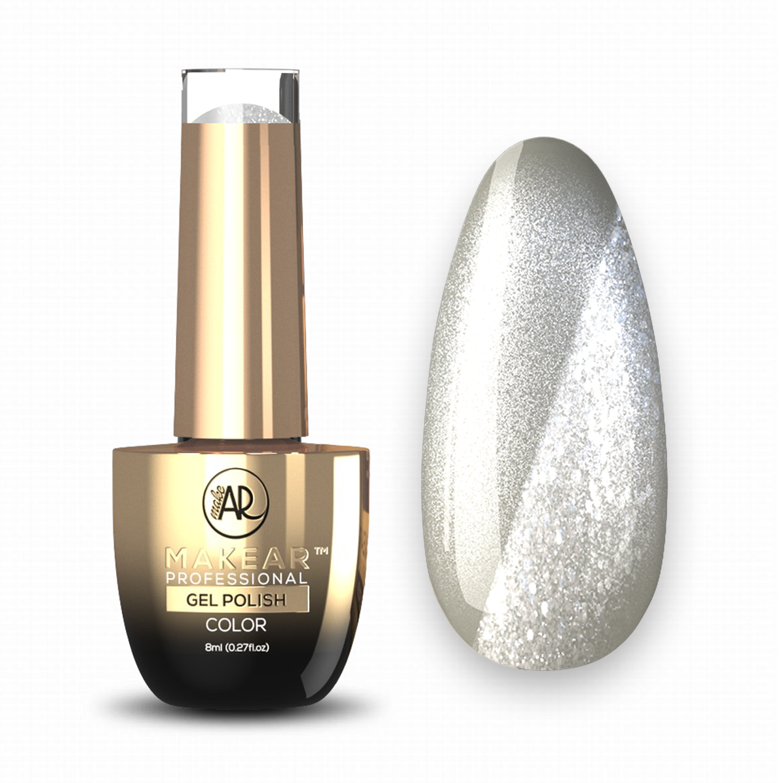 MAKEAR Moonlight Disco Gel Polish 8ml No.MCL03 Silver Purr
