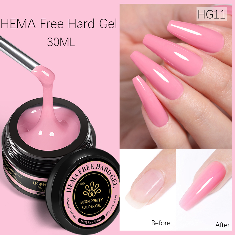 BORN PRETTY PRO Hard Gel építőzselé 30 ml - HG11 - Pink Flutter