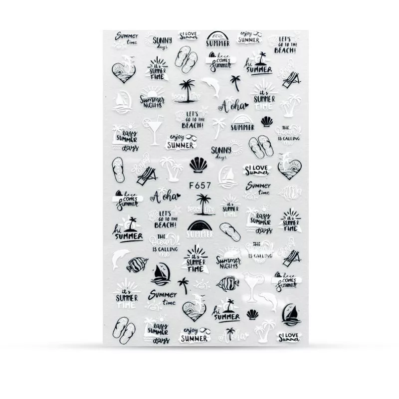 Köröm matrica 3D-s No.F657 Black&White