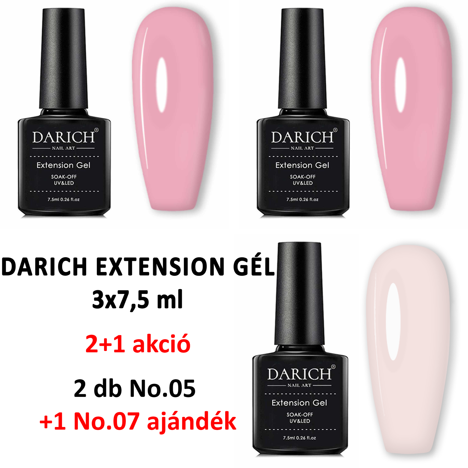 (2+1 AKCIÓ) DARICH Extension Gél - 2 db No.05 + No.07 - 1 termék AJÁNDÉK‼️