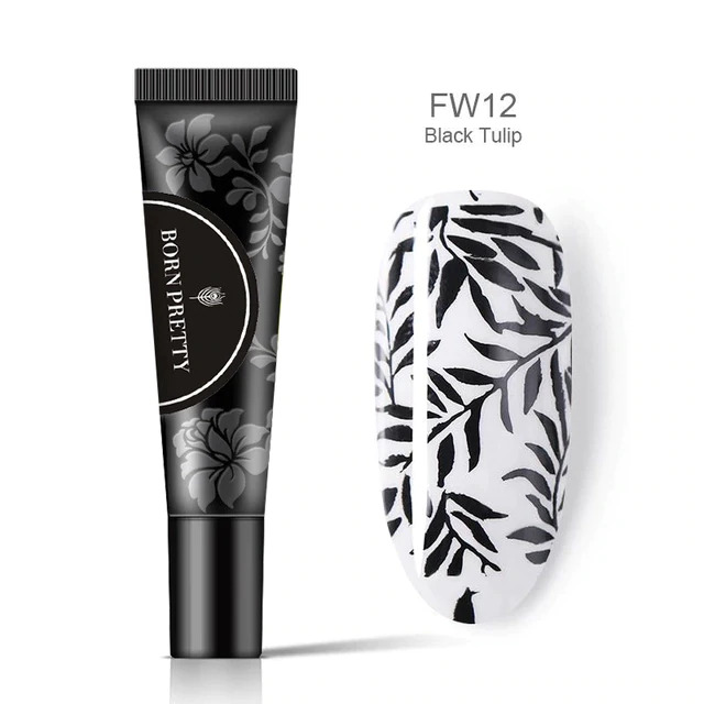 BORN PRETTY 2in1 nyomda és festőzselé 8 ml - FW12 Black Tulip