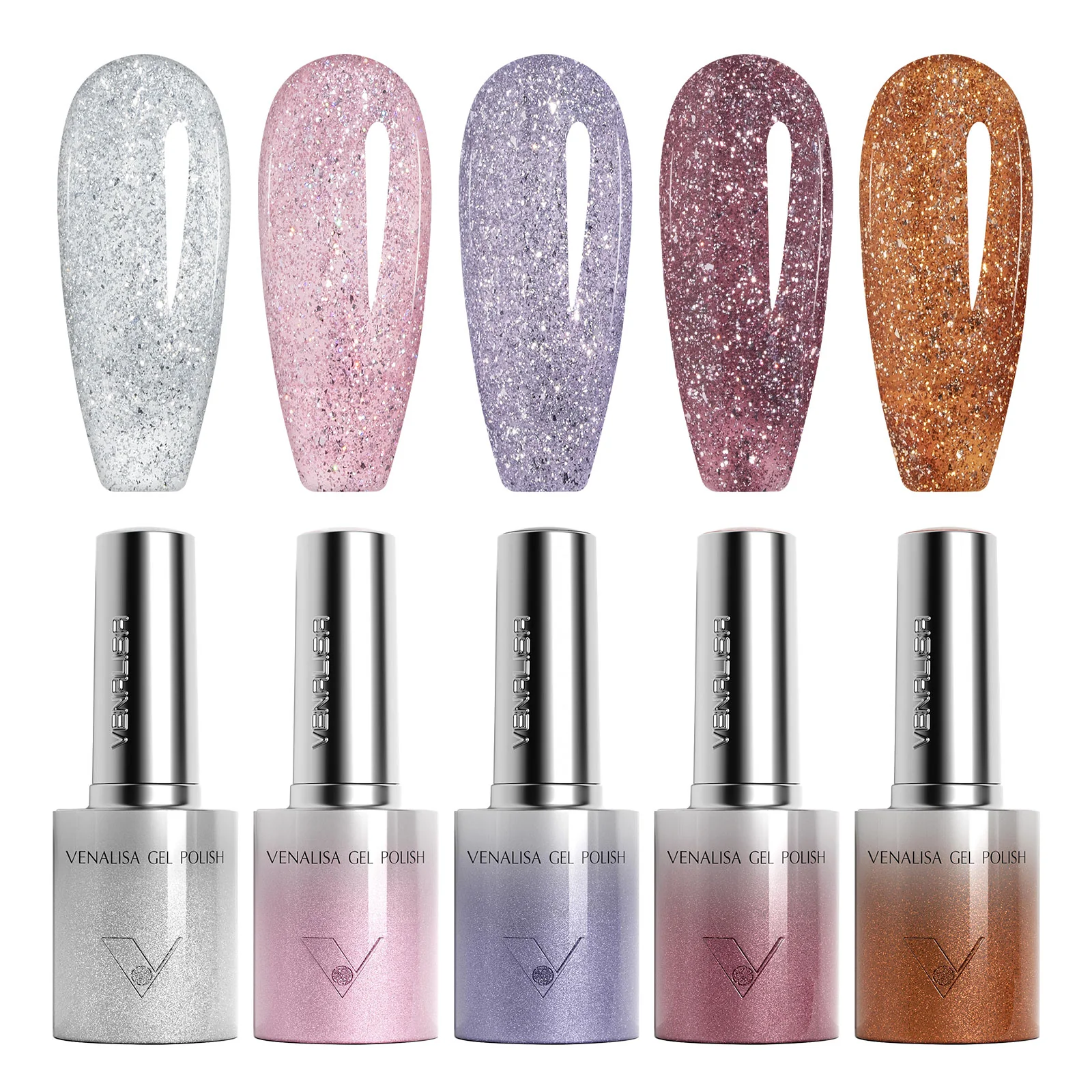 Venalisa 5 db-os UV/LED Glitter gél lakk szett - 5x10 ml - GC01