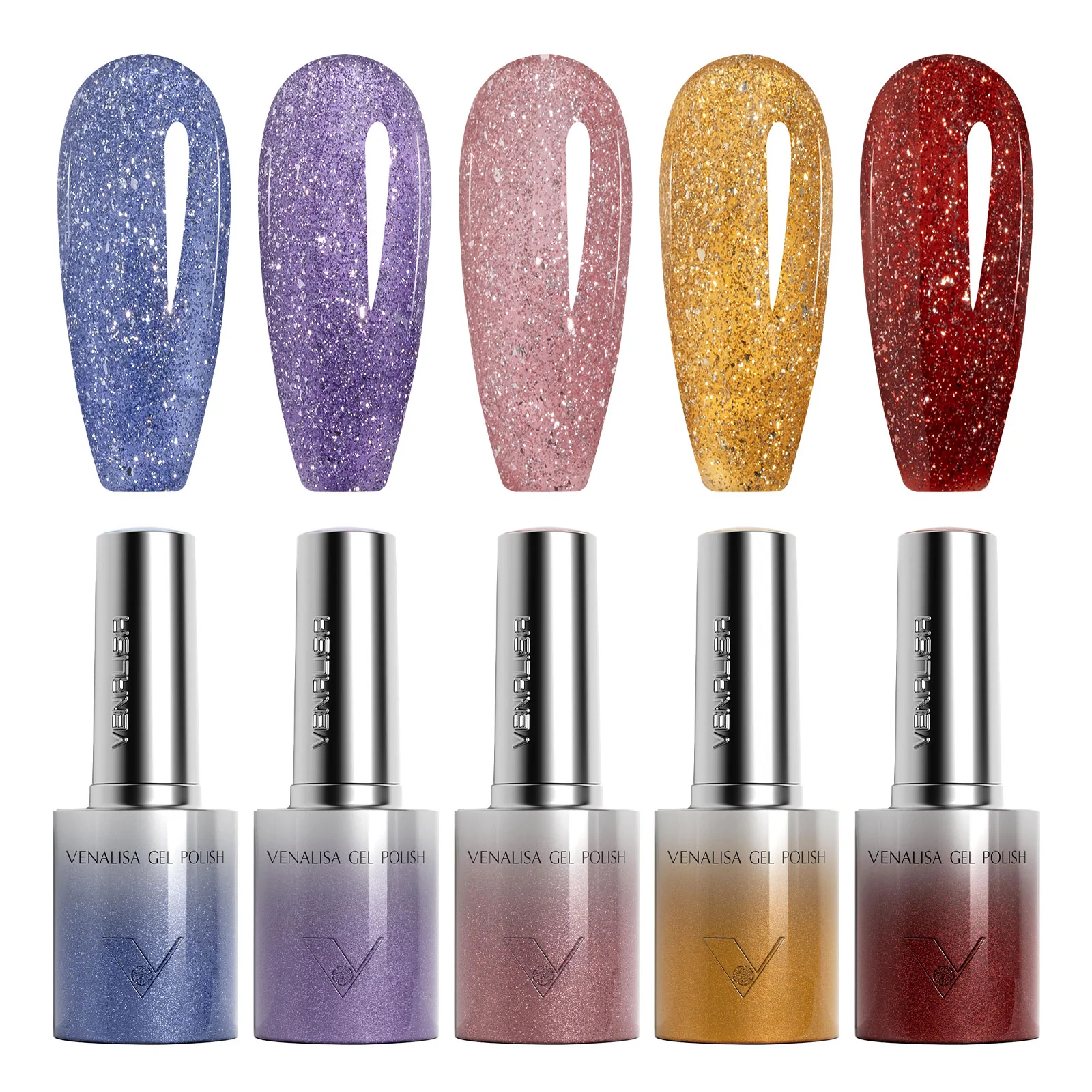 Venalisa 5 db-os UV/LED Glitter gél lakk szett - 5x10 ml - GC02