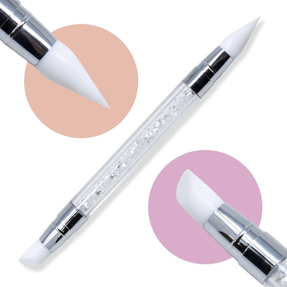 Double szilikon ecset díszítéshez és krómporokhoz