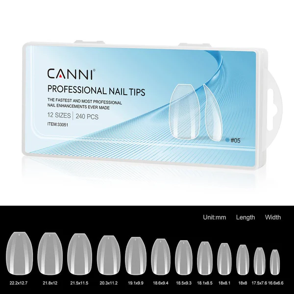 CANNI Soft Gél Tip 240 db-os / 12 méret No.05 Short Coffin